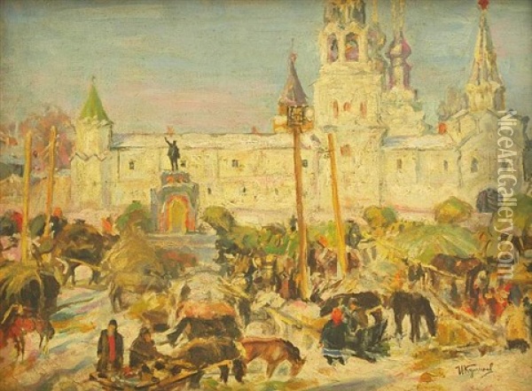 Murom, Altrussische Stadt Mit Blick Auf Die Spasski Kathedrale Oil Painting - Ivan Semionovich Kulikov
