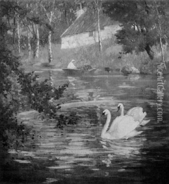 On The River Oil Painting - Robert Easton Stuart