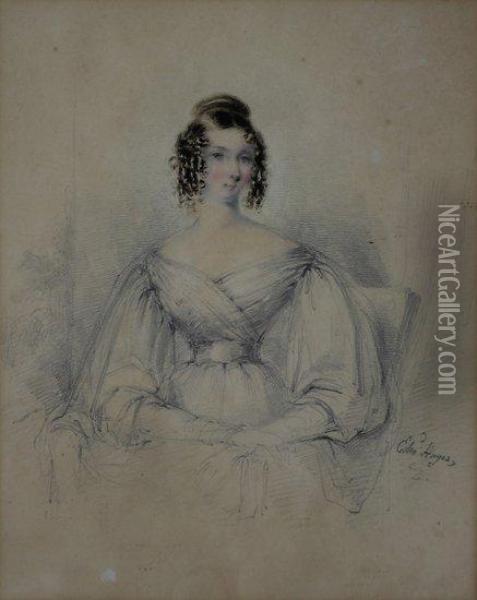 Portrait Of A Lady 
 Half Length Oil Painting - Edward Hayes