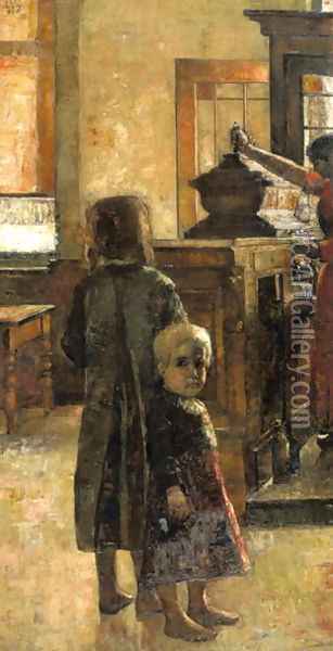 Children in an inn Oil Painting - Lesser Ury