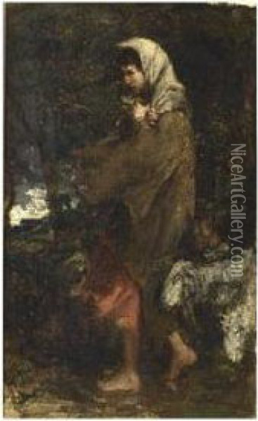 A Shepherdess Oil Painting - Jacob Henricus Maris