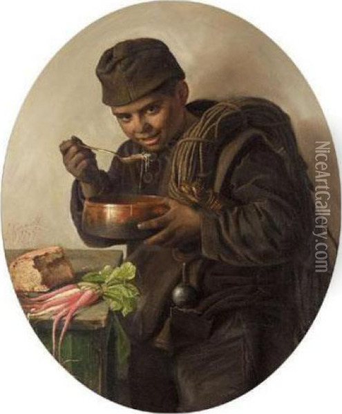 The Hungry Chimney Sweep Oil Painting - Aurelio Zingoni