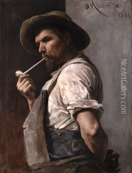 Der Schmied Oil Painting - August Hermann Knoop