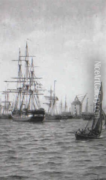 Harbour Scene Oil Painting - Johan Jens Neumann