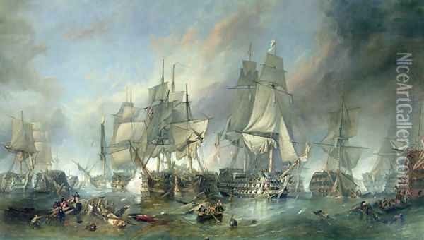 The Battle of Trafalgar, 1805 Oil Painting - William Clarkson Stanfield