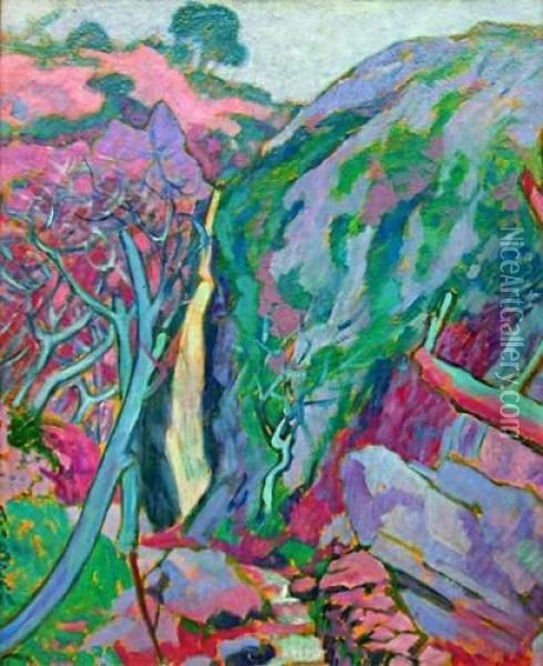 La Cascade Oil Painting - Alcide Le Beau