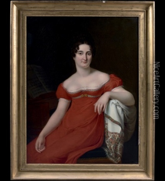 Portrait De Mademoiselle George Oil Painting - Cornelis Groenedael