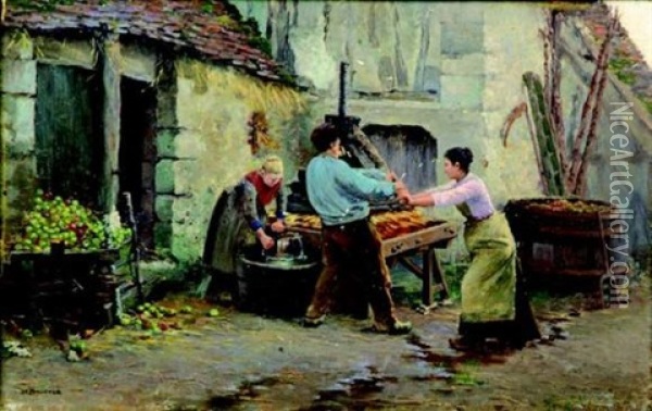 Le Cidre, Fremeuse, Normandie Oil Painting - Joseph Felix Bouchor