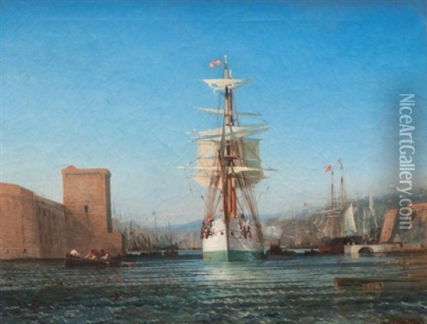 L'entree Du Port De Marseille Oil Painting - Andre Maglione