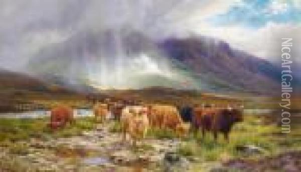 Passing Shower Glen Orchy Oil Painting - Louis Bosworth Hurt