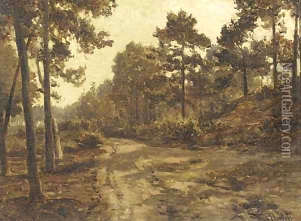 A sandy track in summer Oil Painting - Willem Roelofs