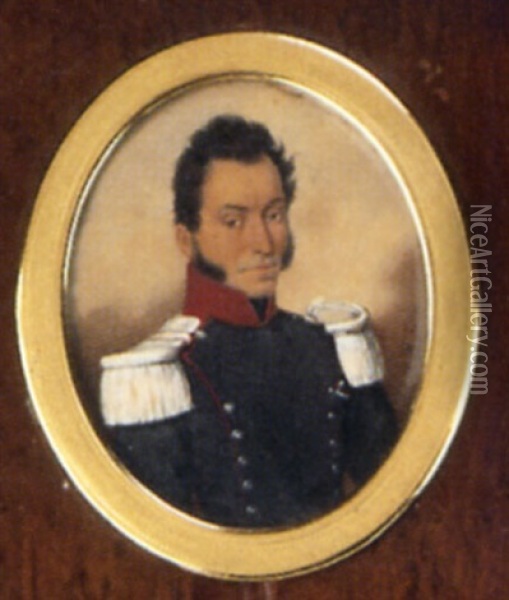 Portrait De Militaire Oil Painting - Jean Baptiste Ferdinand Mulnier