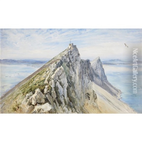 A View Of Gibraltar (the Rock Of Gibraltar) Oil Painting - Keeley Halswelle