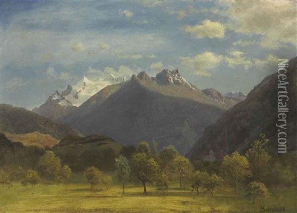 The Alps From Visp Oil Painting - Albert Bierstadt