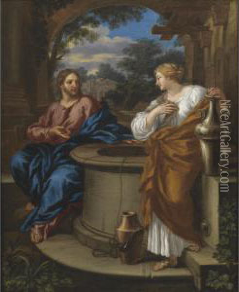 Christ And The Woman Of Samaria Oil Painting - Giuseppe Nicola Nasini