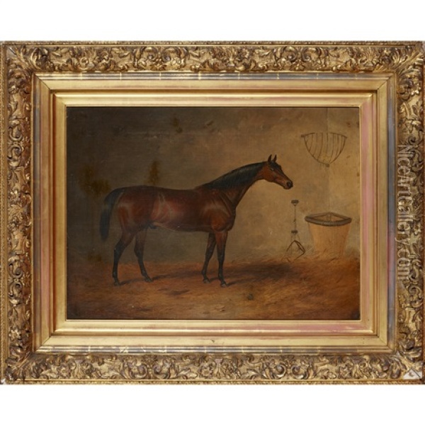 Horse In A Stable Oil Painting - Robert Harrington