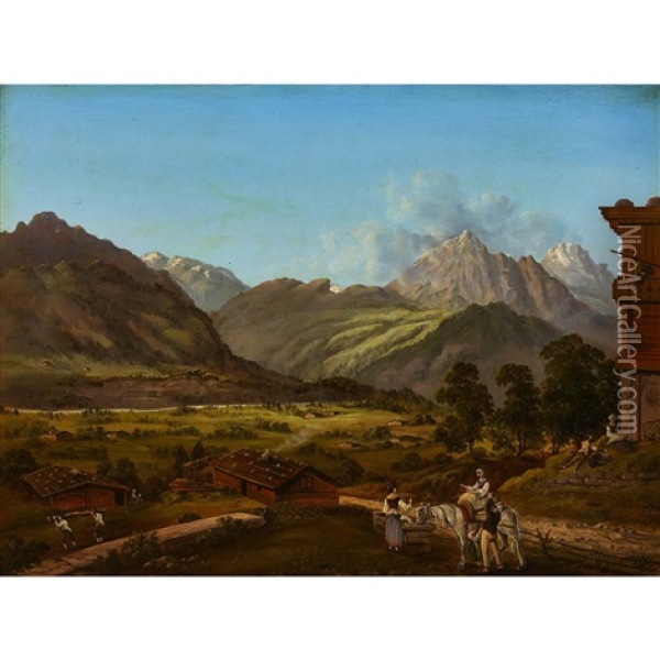 Munster Im Wallis Oil Painting - Hans Konrad Usteri