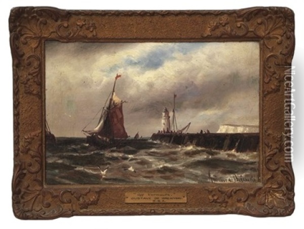 Off Yarmouth Oil Painting - Gustave de Breanski