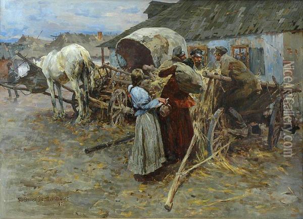 Przed Chata Oil Painting - Stanislaw Bohusz-Siestrzencewicz