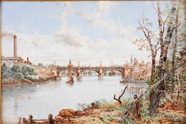 View Of The Harbor From Cartuja Park Seville Oil Painting - Ramon Alorda Perez