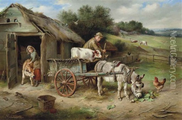 Off To Market Oil Painting - Walter Hunt