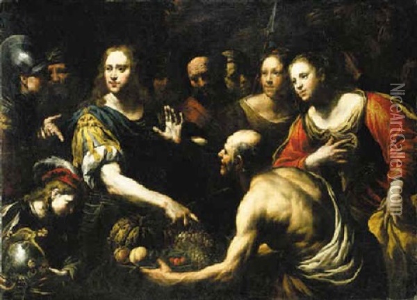 David And Abigail Oil Painting - Orazio Ferraro