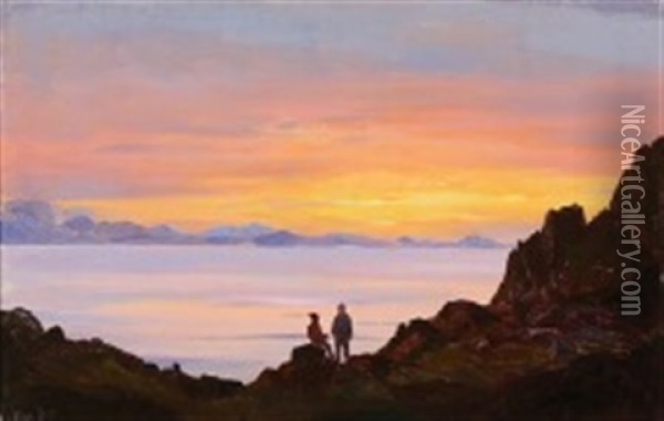 Sunset View From Greenland Oil Painting - Emanuel A. Petersen