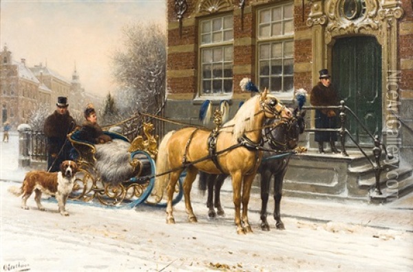 Le Traineau D'hiver Oil Painting - Otto Eerelman
