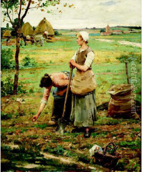 The Harvesters Oil Painting - Henri Adriene Tanoux