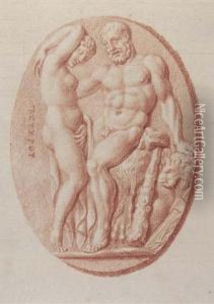 Three Roman Cameos: Hercules And A Nymph; Ceres; And Theseus Withthe Slain Minotaur Oil Painting - Bernard Picart