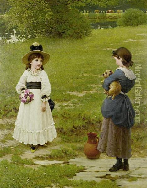 The Town And Country Mouse Oil Painting - George Dunlop, R.A., Leslie