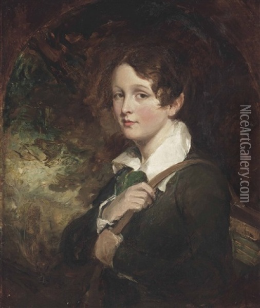 Portrait Of Johnny Grant, The Artist's Son, Half-length Oil Painting - Sir Francis Grant