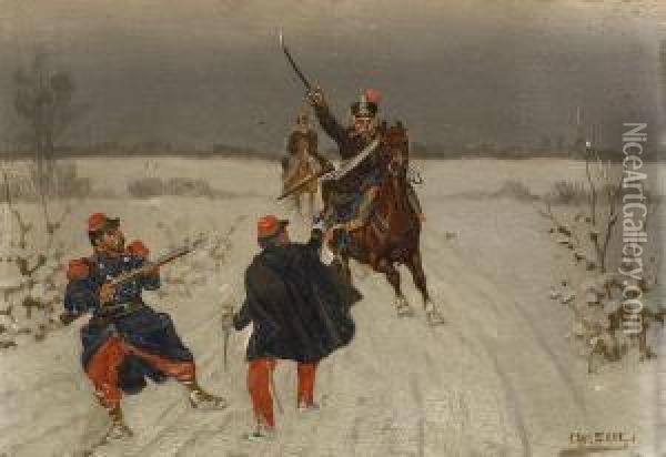 Soldatenszenen Im Schnee Oil Painting - Christian Ii Sell