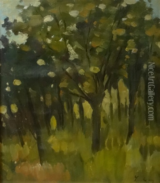 Trees In The Forest Oil Painting - Stefan Luchian