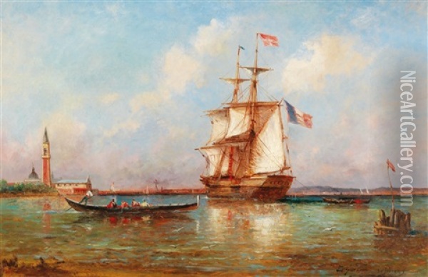 Sail Boats In The Venetian Lagoon Oil Painting - Paul Charles Emmanuel Gallard-Lepinay