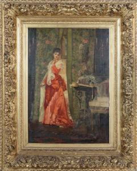 Vrouw In Boudoir Oil Painting - Frans Verhas