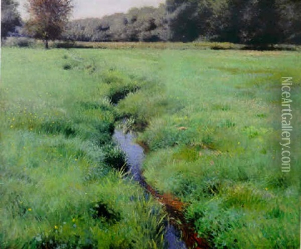 The Brook: Medfield Oil Painting - Dennis Miller Bunker