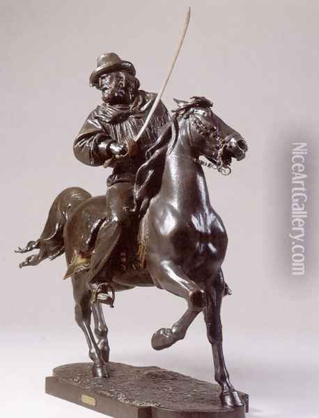 Mounted Cavalier Oil Painting - Eugene Marioton
