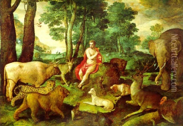 Orpheus Bezaubert Baume Und Tiere Oil Painting - Frans Pourbus the Elder