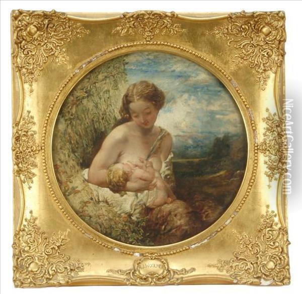Maternity Oil Painting - Alfred Joseph Woolmer