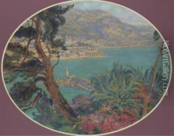 Vue Du Rocher De Monaco Oil Painting - Ernest Georges Berges