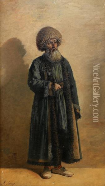 A Portrait Of A Central Asian Elder Oil Painting - Louis Longa