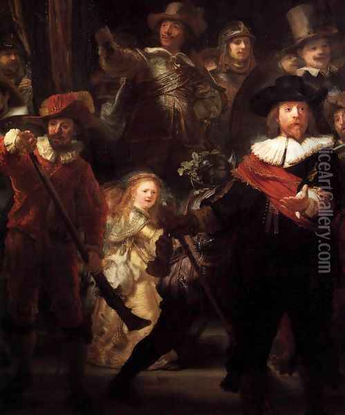 The Nightwatch (detail) 2 Oil Painting - Rembrandt Van Rijn