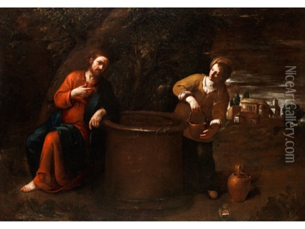 Jesus Am Brunnen Der Samariterin Oil Painting - Giuseppe Vermiglio