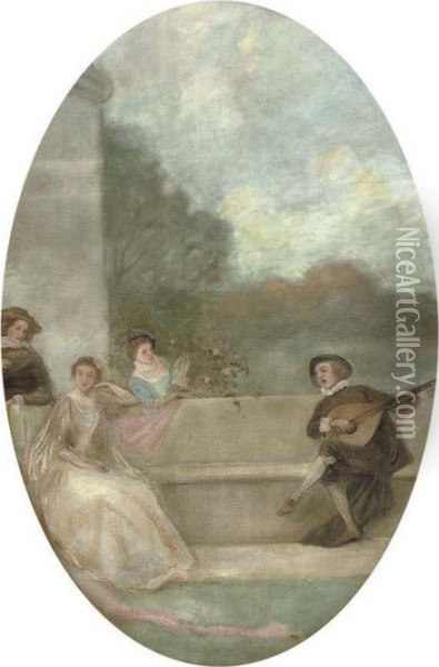 A Fte Champtre Oil Painting - Watteau, Jean Antoine