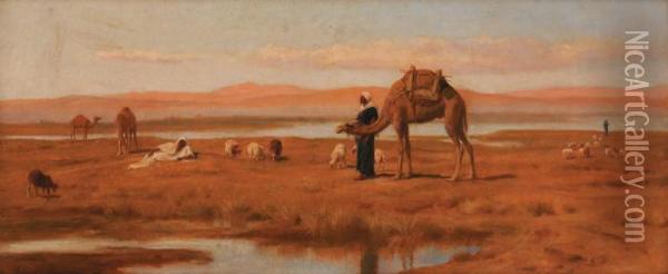 Bedouins Et Leur Troupeau Oil Painting - Frederick Goodall