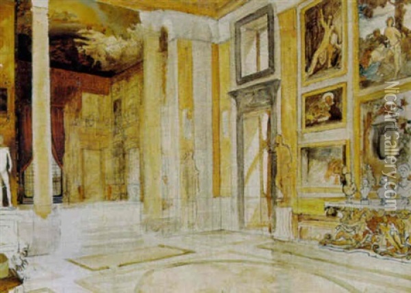 Interior Fra Palazzo Colonna, Rom Oil Painting - Josef Theodor Hansen