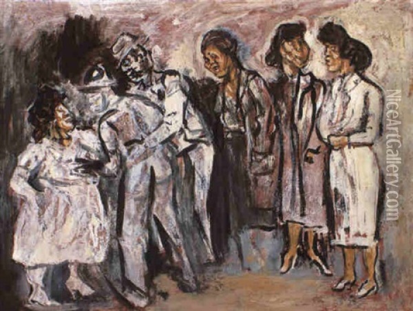Escena Callejera (tres Mujeres Esperando) Oil Painting - Jose Clemente Orozco