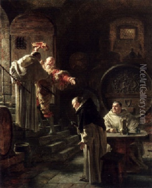 Falstaffs Abschied Im Klosterkeller Oil Painting - Eduard von Gruetzner