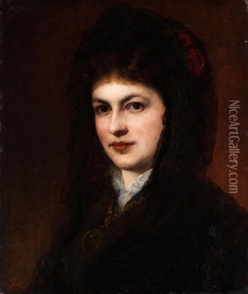 Portrait Einer Dame Oil Painting - August Riedel